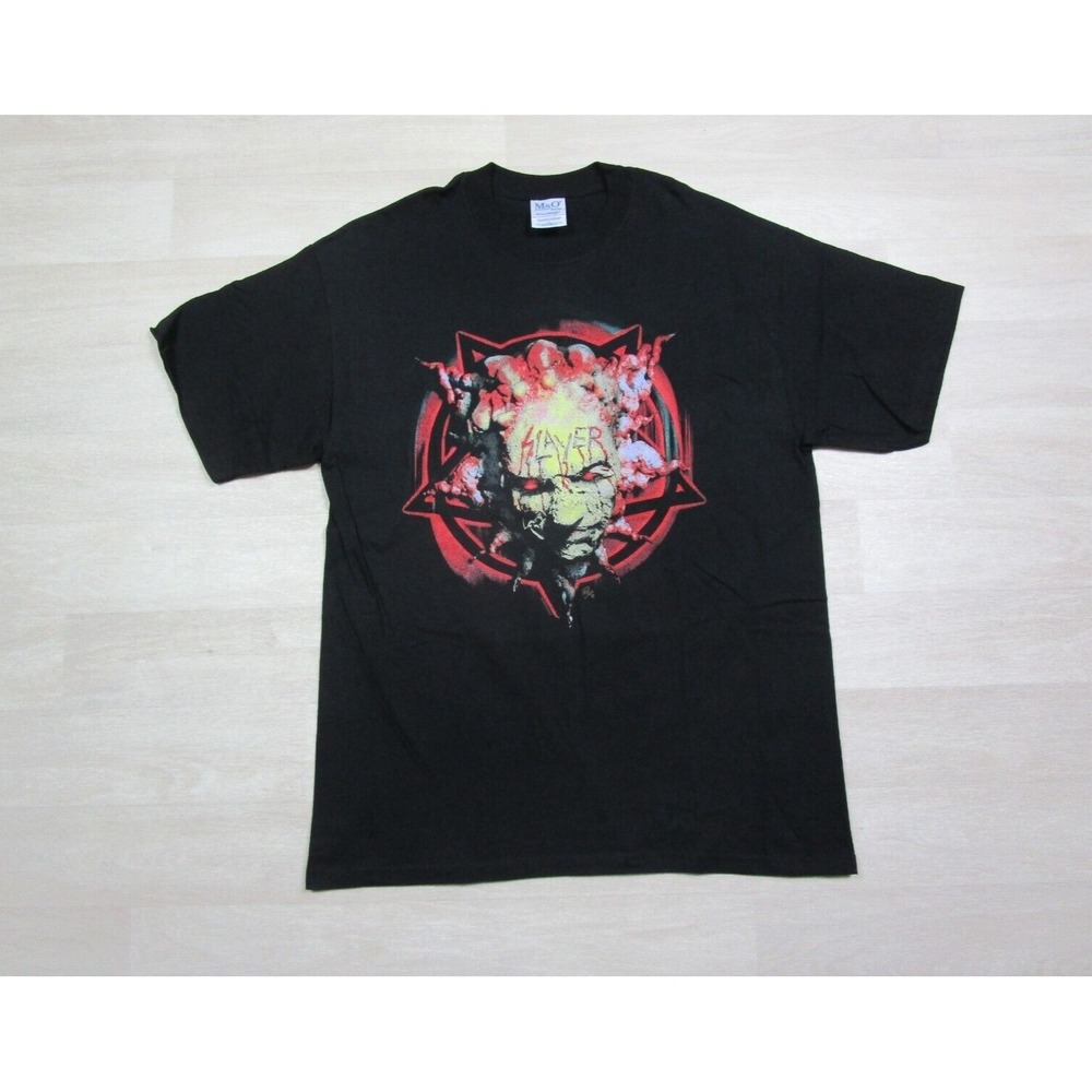 Vintage Slayer Band T Shirt (L) Y2K 2003 Tour Graphic Demon Horns Pentagram Rock